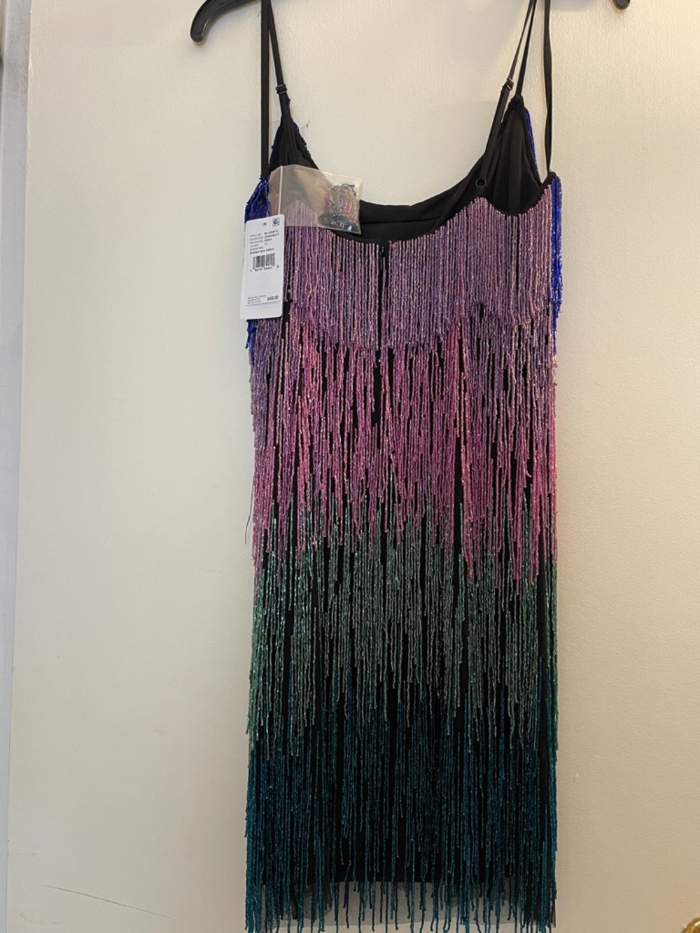 Ombre Fringe Mini Dress in Blue, Pink & Green - Picture 3 of 12